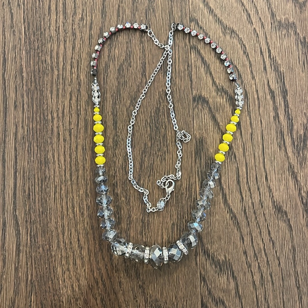 Loft Adjustable Necklace with Crystals and Yellow Accent
